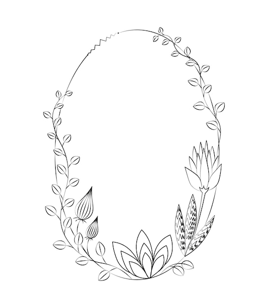 Ilustración de vector de marco con flor