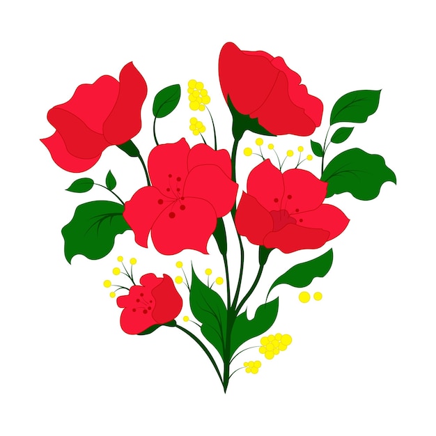 Ilustración de vector de marco floral de ramo de flores