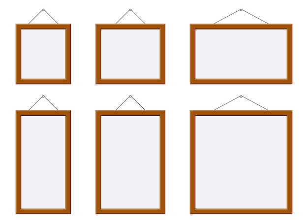 Ilustración de vector de marco de imagen de madera aislado en blanco