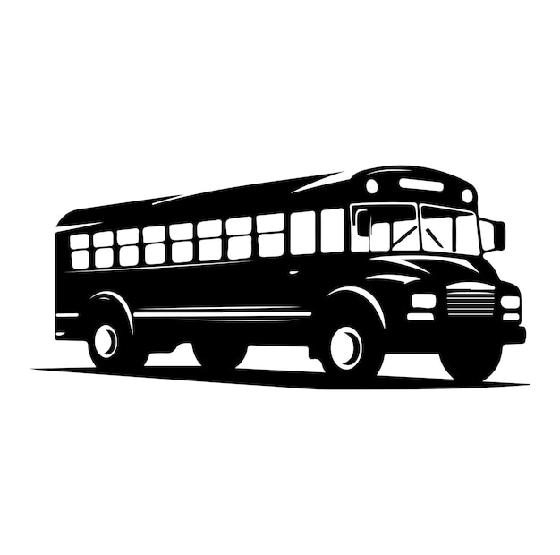 Ilustración de vector de marco de monograma de silueta de autobús escolar sobre fondo blanco