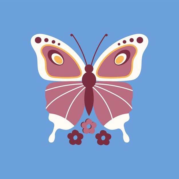 Ilustración de vector de mariposa aislada sobre fondo de cielo