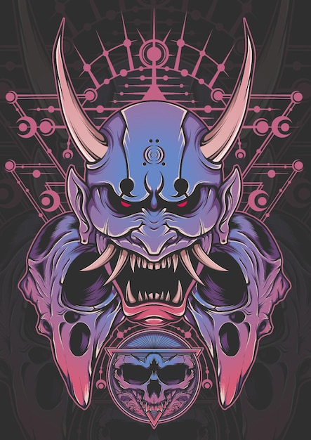 Ilustración de vector de máscara de demonio Oni