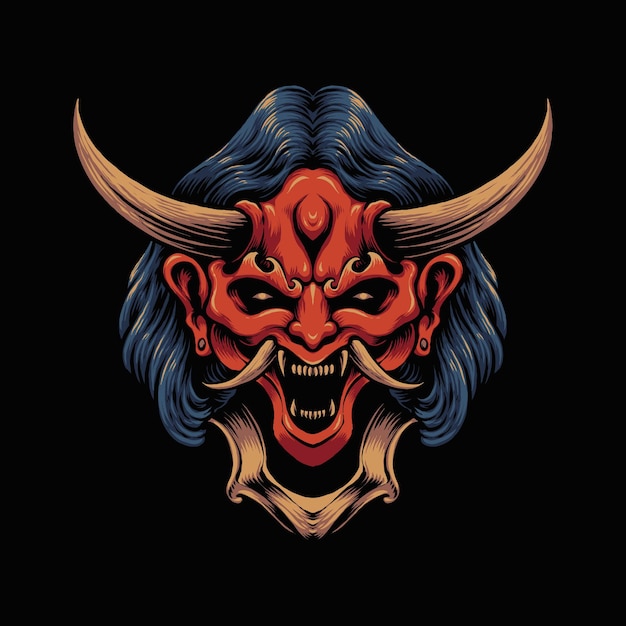 Ilustración de vector de máscara de diablo japonés