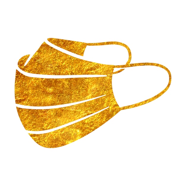 Vector ilustración de vector de máscara facial de textura de hoja de oro dibujada a mano