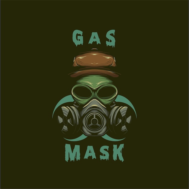 Ilustración de vector de máscara de gas alienígena con sombrero