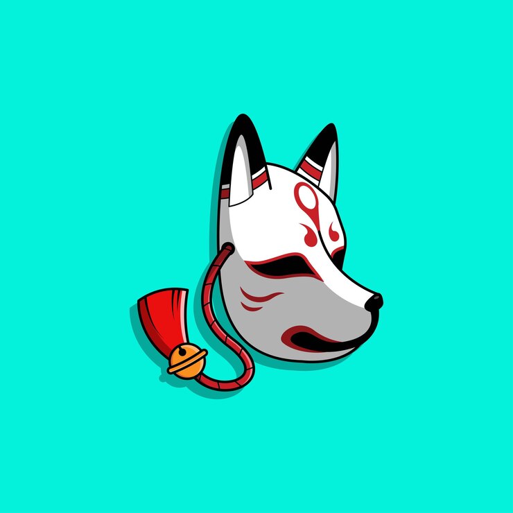 Vector ilustración de vector de máscara de kitsune japonés