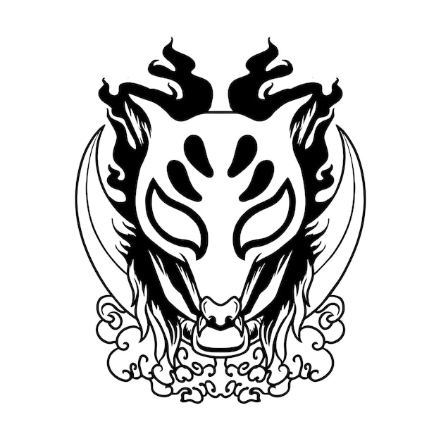 Ilustración de vector de máscara de kitsune de zorro japonés
