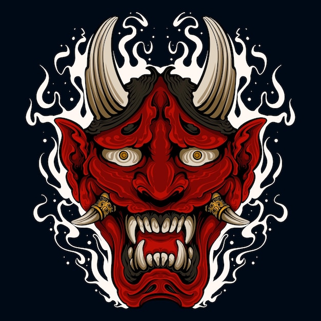 Ilustración de vector de máscara de oni rojo aislado