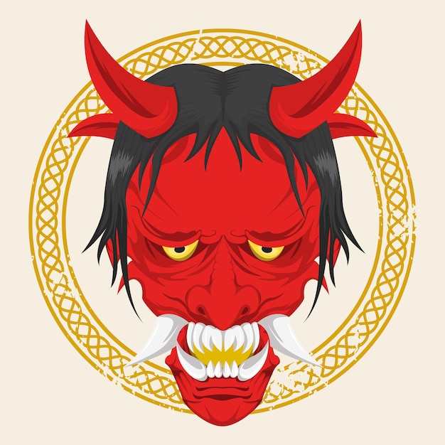 ilustración de vector de máscara de oni rojo