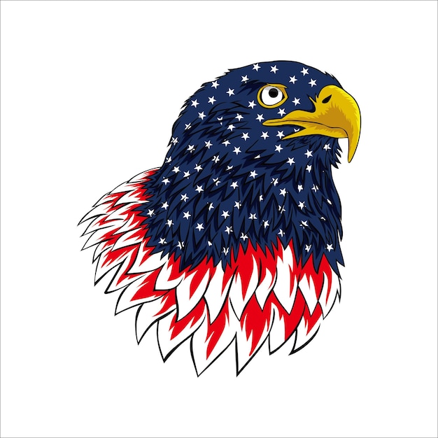 Ilustración de vector de mascota de águila de bandera americana. signo y símbolo del país.