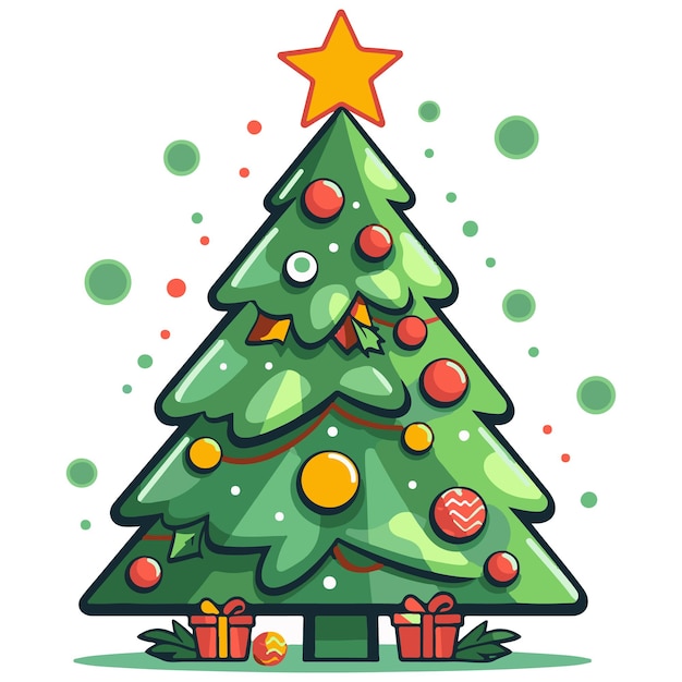 Ilustración de vector de mascota de árbol de Navidad