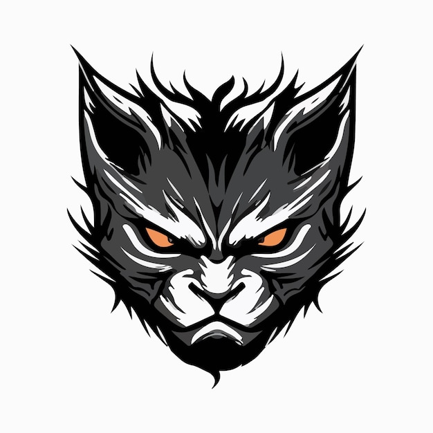 Ilustración de vector de mascota de cabeza de gato enojado con fondo aislado