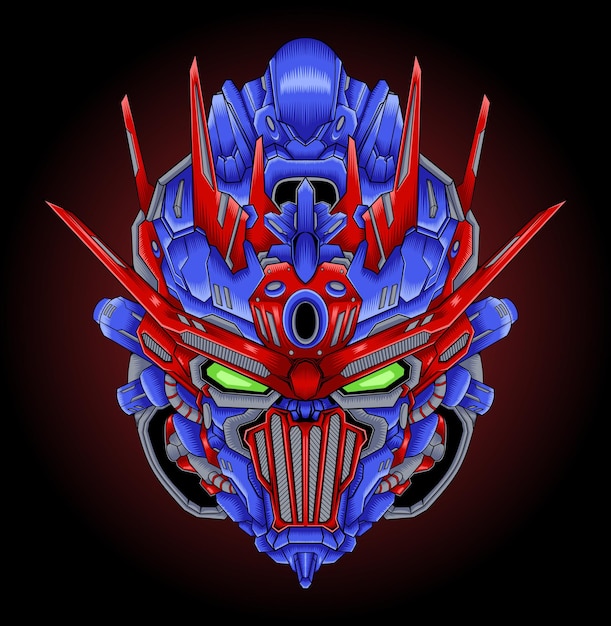 Ilustración de vector de mascota de cabeza de guerrero robot