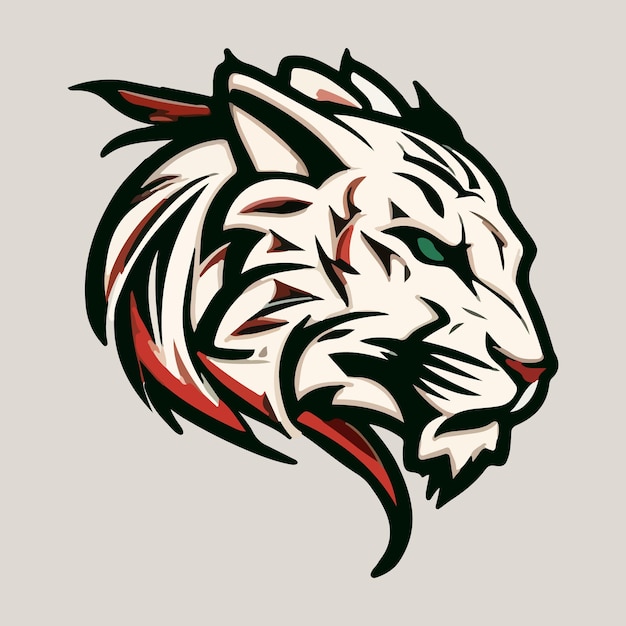 Ilustración de vector de mascota de cabeza de tigre blanco con fondo aislado