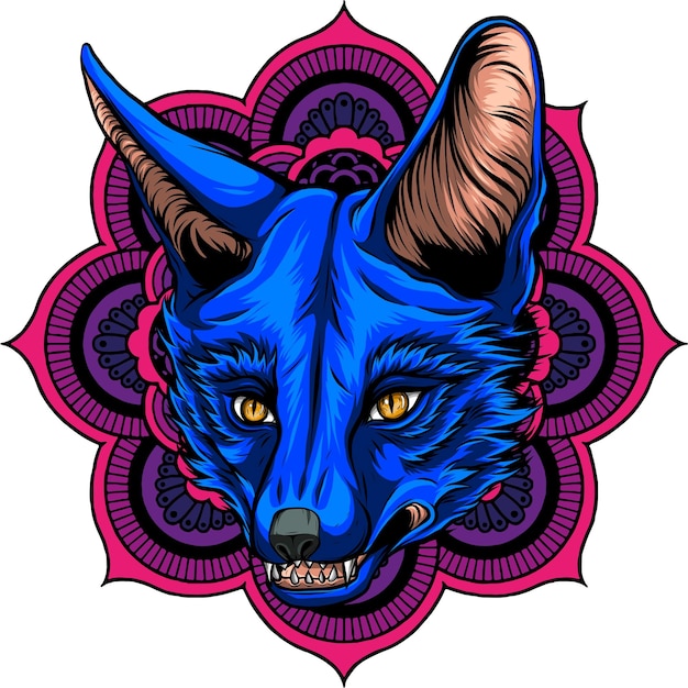 Ilustración de vector de mascota cabeza de zorro
