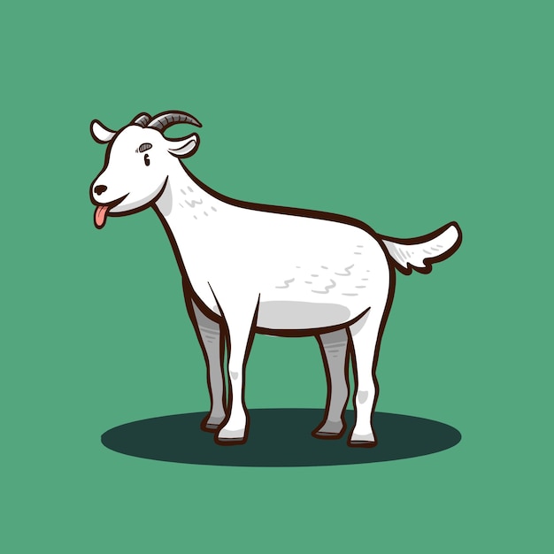 Ilustración de vector de mascota de dibujos animados de cabra blanca eid al adha