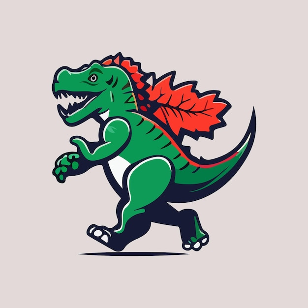 Ilustración de vector de mascota Dino con fondo aislado