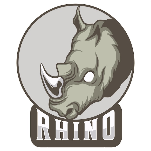 Ilustración de vector de mascota de logotipo de rinoceronte premium