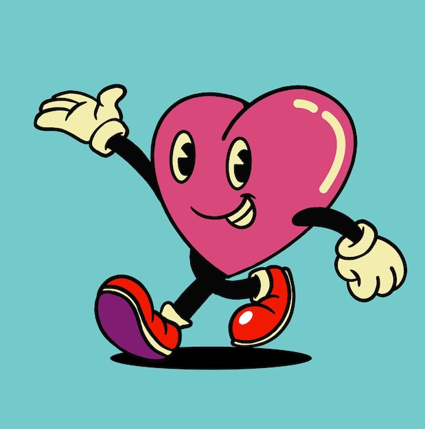 Ilustración de vector de mascota Vintage de amor de corazón