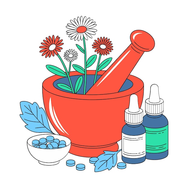 Ilustración del vector de la medicina herbal tradicional