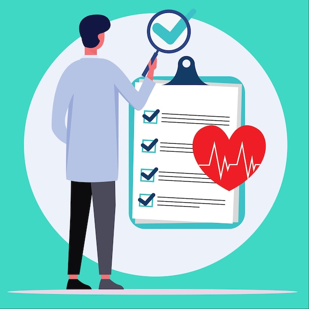 Ilustración de Vector de médico de lista de verificación