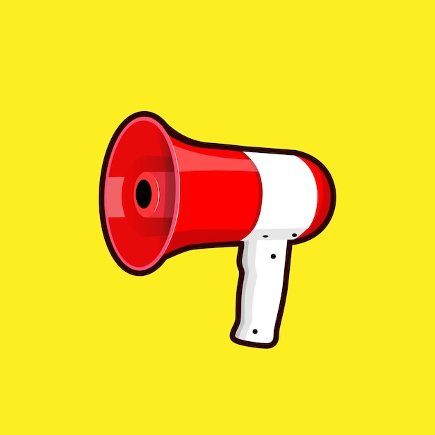 Ilustración de vector de megáfono aislado sobre fondo amarillo Icono plano de anuncio para voz