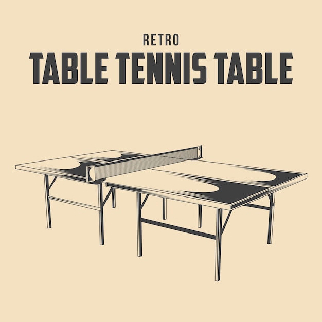 Ilustración de vector de mesa de tenis de mesa retro