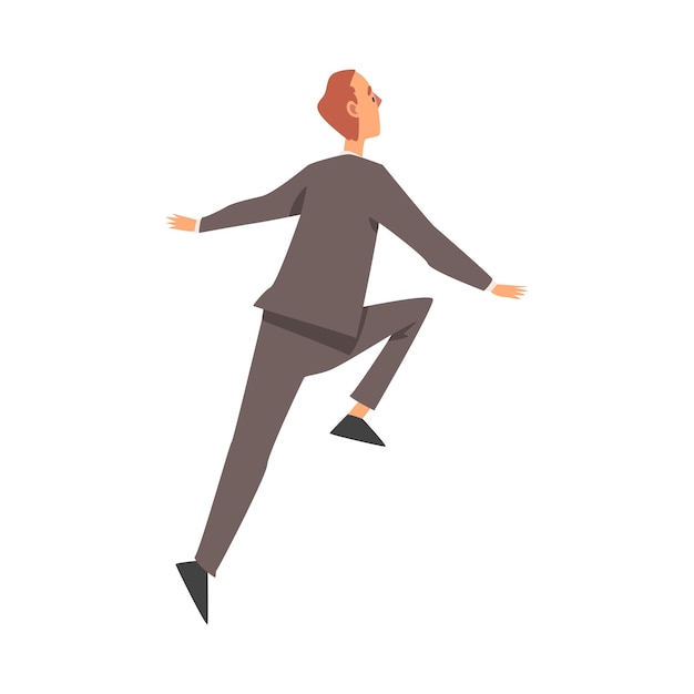 Ilustración del vector de la meta con el personaje del hombre corriendo hacia adelante
