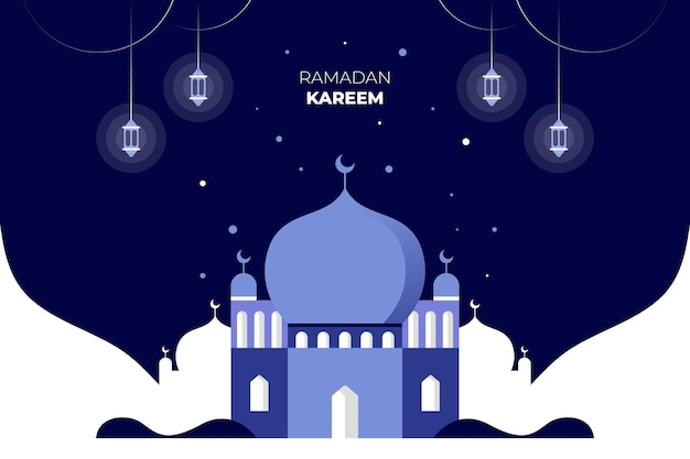 Ilustración de vector de mezquita con tema de ramadán