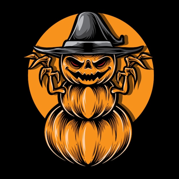 Ilustración de vector de miedo calabazas monstruo