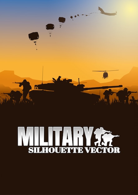 Ilustración de vector militar, fondo del ejército.