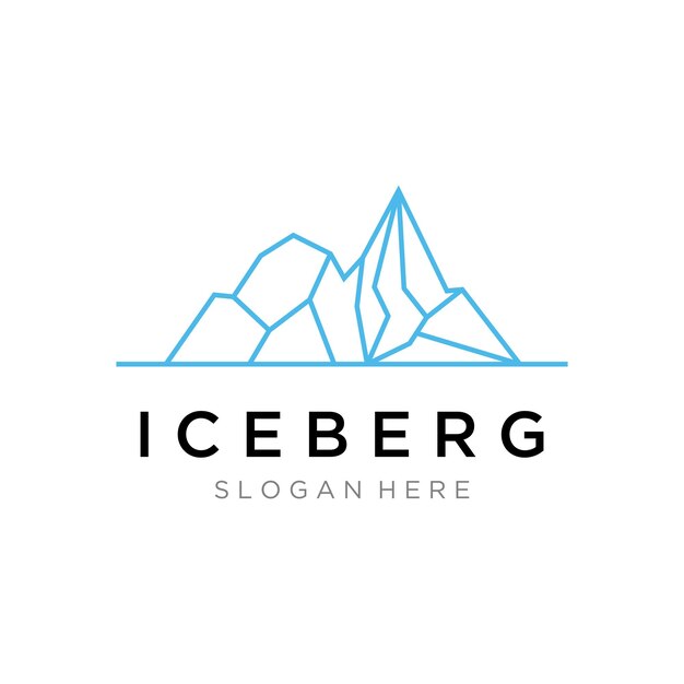 Ilustración de vector minimalista de diseño de logotipo de iceberg ártico geométrico abstracto