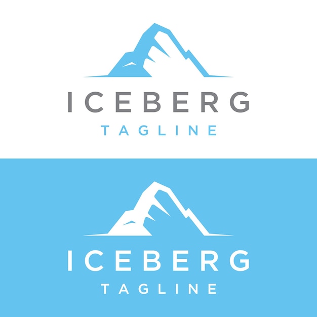 Ilustración de vector minimalista de diseño de logotipo de iceberg ártico geométrico abstracto