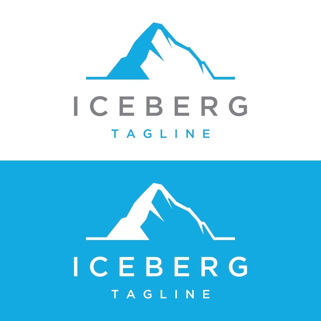 Ilustración de vector minimalista de diseño de logotipo de iceberg ártico geométrico abstracto