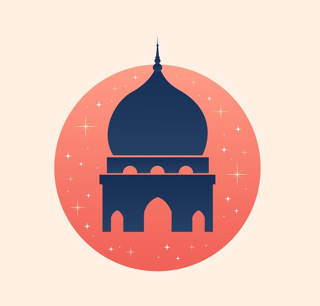 Vector ilustración de vector mínimo de la mezquita islámica ramadan kareem