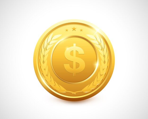 Ilustración de vector de moneda de dólar de oro