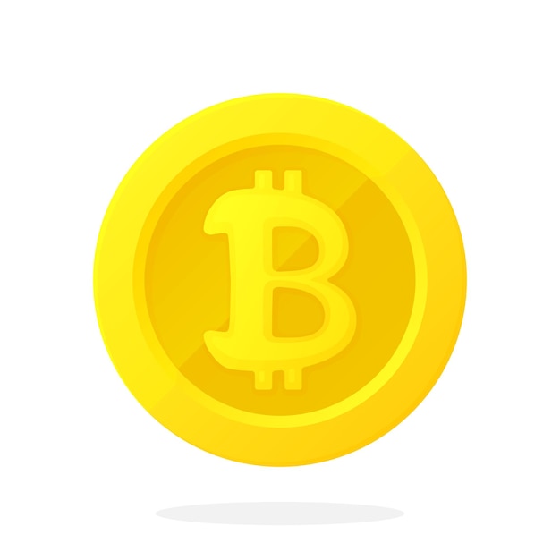 Vector ilustración de vector de moneda de oro de estilo plano con signo de bitcoin dinero en efectivo