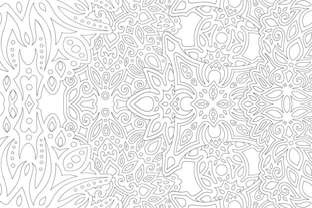 Ilustración de vector monocromo hermoso para libro de colorear para adultos con patrón oriental lineal rectángulo abstracto sobre fondo blanco