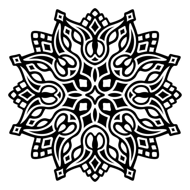 Ilustración de vector monocromo hermoso con patrón de tatuaje tribal negro abstracto aislado en el fondo blanco