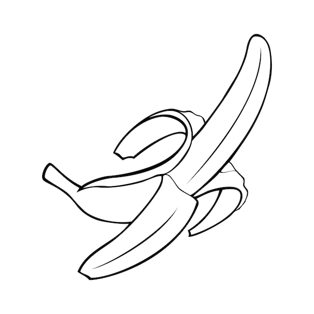 Ilustración de vector monocromo de plátano maduro pelado