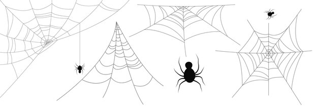 Ilustración de vector monocromo de tela de araña de Halloween EPS10