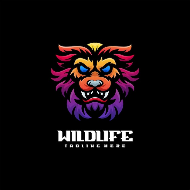Ilustración Vector Monstruo Vida Silvestre Gradiente Estilo de logotipo de colores