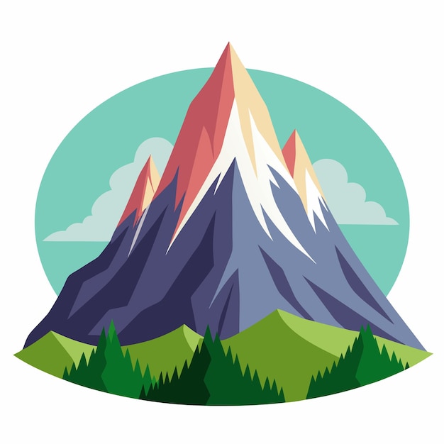 Ilustración del vector de la montaña majestuosa Vector de la montaña del paisaje natural