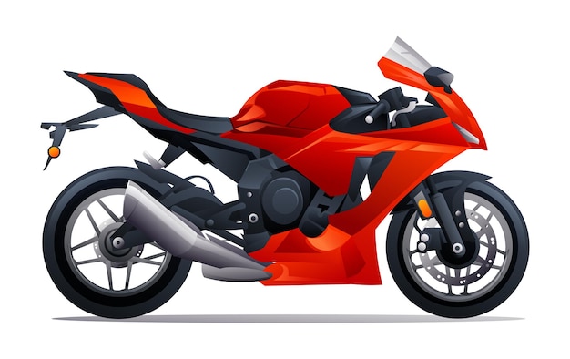 Ilustración de vector de motocicleta de carreras de bicicleta deportiva roja aislada sobre fondo blanco