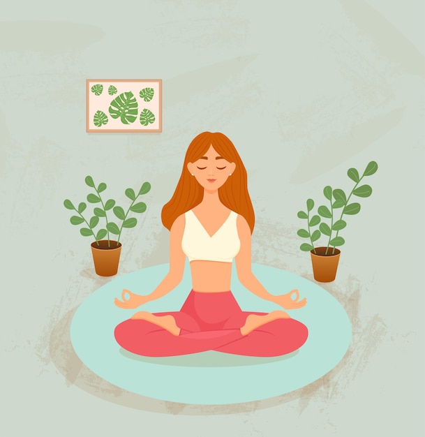 Ilustración de vector de una mujer haciendo asanas