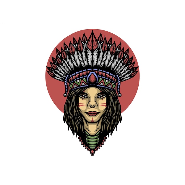 Ilustración de vector de mujer india Apache