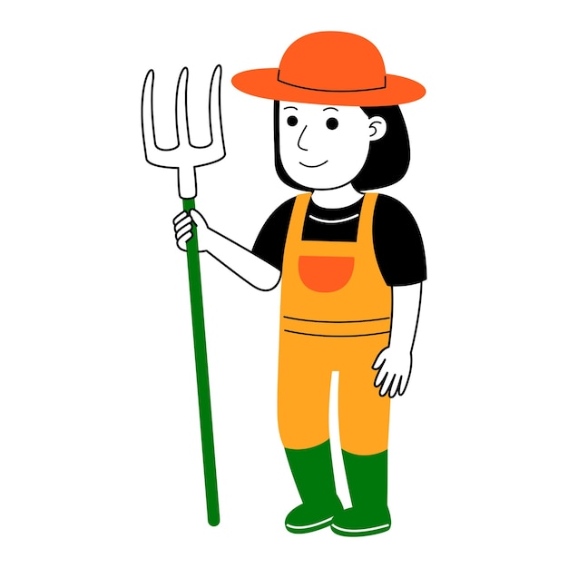 Ilustración de vector de mujer joven agricultor