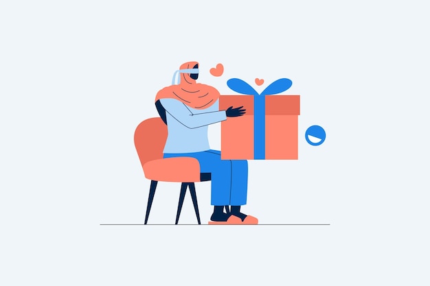 Vector ilustración de vector de mujeres recibiendo regalos en estilo plano