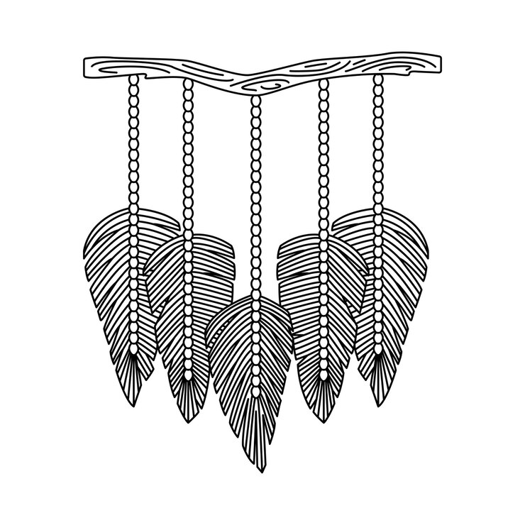 Vector ilustración de vector de mural de macramé en estilo boho.