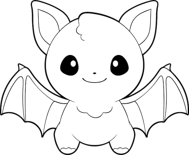 Vector ilustración de vector de murciélago libro de colorear de murciélago de halloween en blanco y negro o página para niños